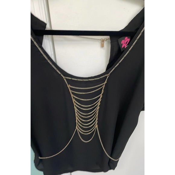 BEBE Y2K CHAIN BLACK SOPHISTICATED SHIRT XS - Picture 2 of 6